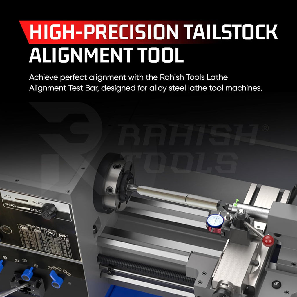 5MT Parallel Lathe Alignment Test Bar with High Precision Bar Alloy Steel EN31 Mandrel - Tailstock Re-Alignment Tool with 1 Micron Accuracy & Morse Taper with Max Run-Out of 0.0001'