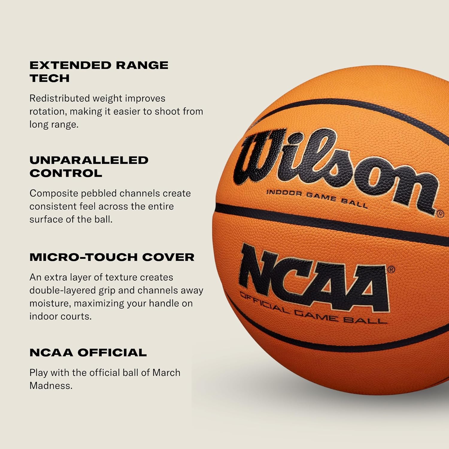 WILSON NCAA Evo NXT Official Indoor Game Basketballs - Sizes 6 and 7