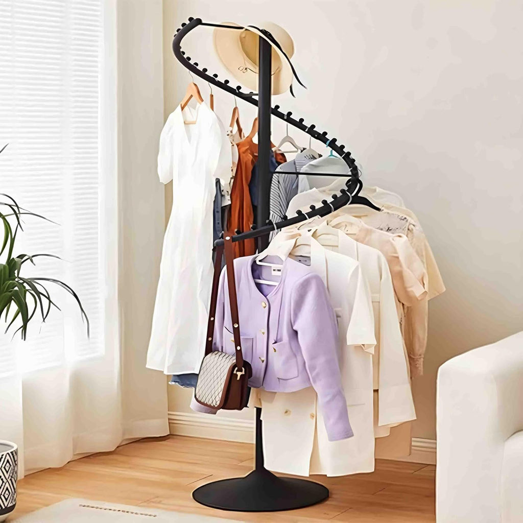 71 Inch Spiral Clothing Racks,Spiral Rotating Clothing Rack,Modern Metal Clothes Garment Display Racks for Storage,Freestanding Retail Clothe Hanger for Bedrooms, Living Rooms, Stores