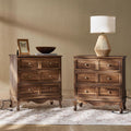 HULALA HOME 3-Drawer Nightstand with Charging Station, Drawer Organizer with Wood Legs, Farmhouse Solid Wood Nightstand Set of 2(Walnut)