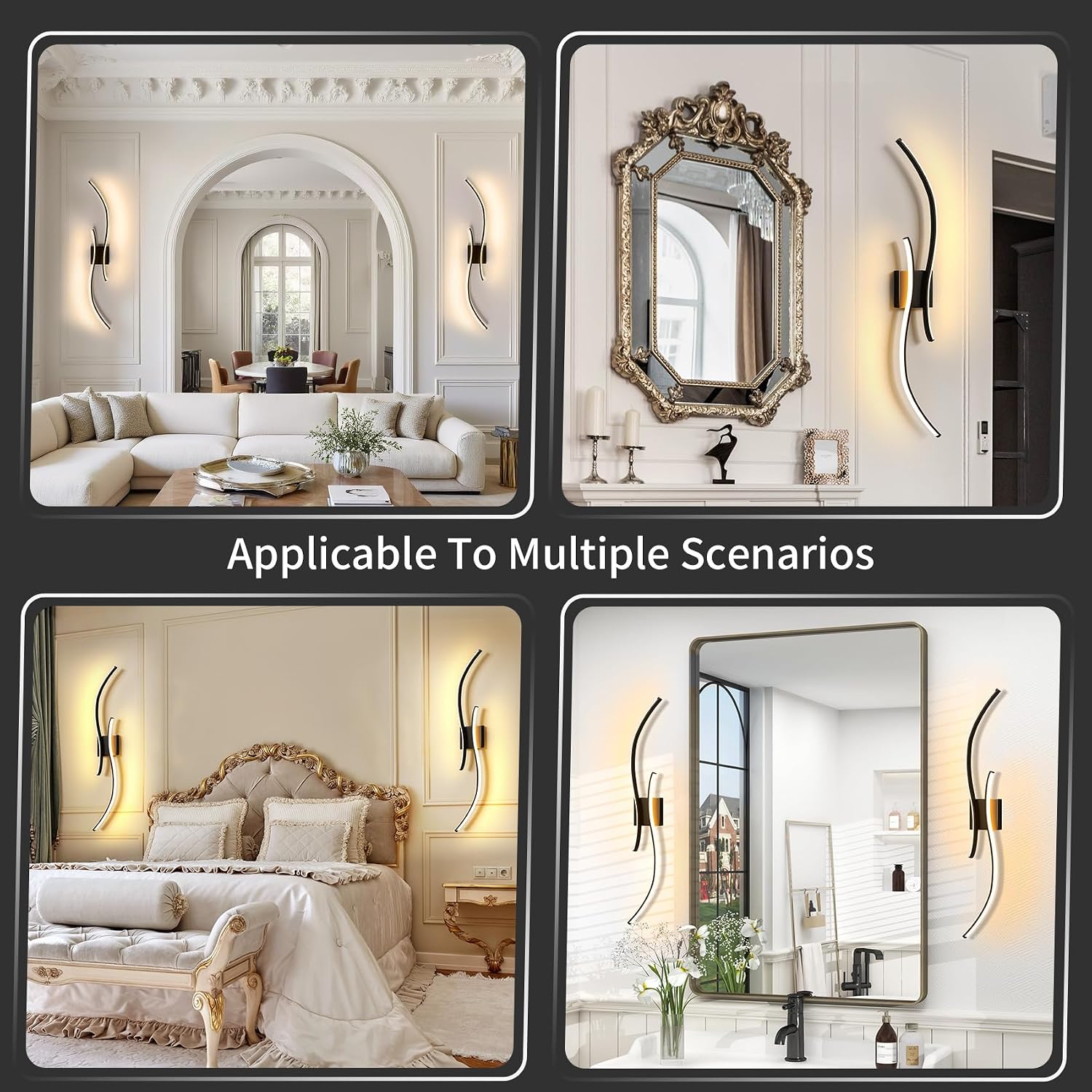 Aikertec 38 Inch Battery Operated Wall Sconces Set of 2 Pack with Remote Control, Dimmable Rechargeable Battery Wall Sconce 3000K-6000K LED Wall Lamp for Bedroom, Living Room, Bathroom, Home Decor
