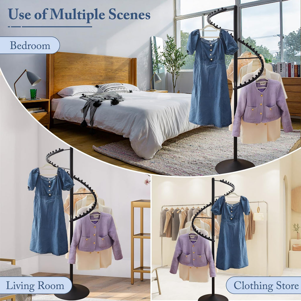 71 Inch Spiral Clothing Rack, Retail Metal Garment Rack, Modern Freestanding Coat Rack, Clothes Display Rack for Bedrooms, Living Rooms, Stores