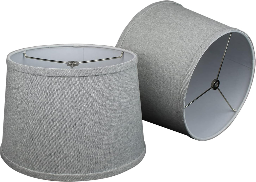 FenchelShades.com Set of 2 Lampshades 10' Top Diameter x 12' Bottom Diameter x 8' Slant Height with Washer (Spider) Attachment. Attaches to Lamps with an existing Harp (not included) (Couture Steel)