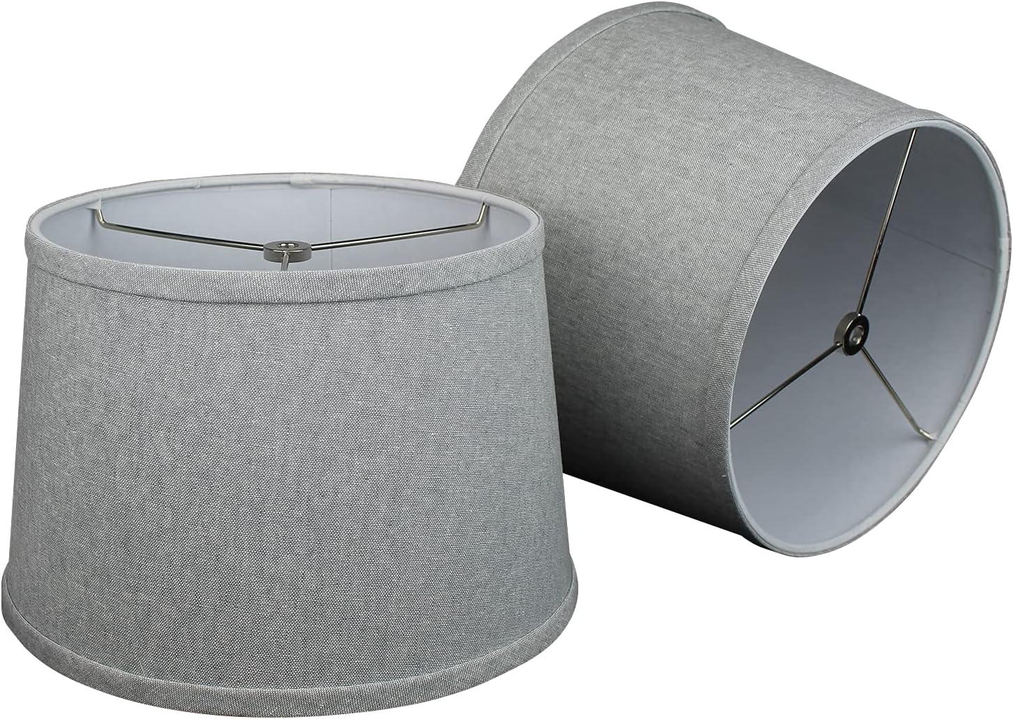 FenchelShades.com Set of 2 Lampshades 10' Top Diameter x 12' Bottom Diameter x 8' Slant Height with Washer (Spider) Attachment. Attaches to Lamps with an existing Harp (not included) (Couture Steel)
