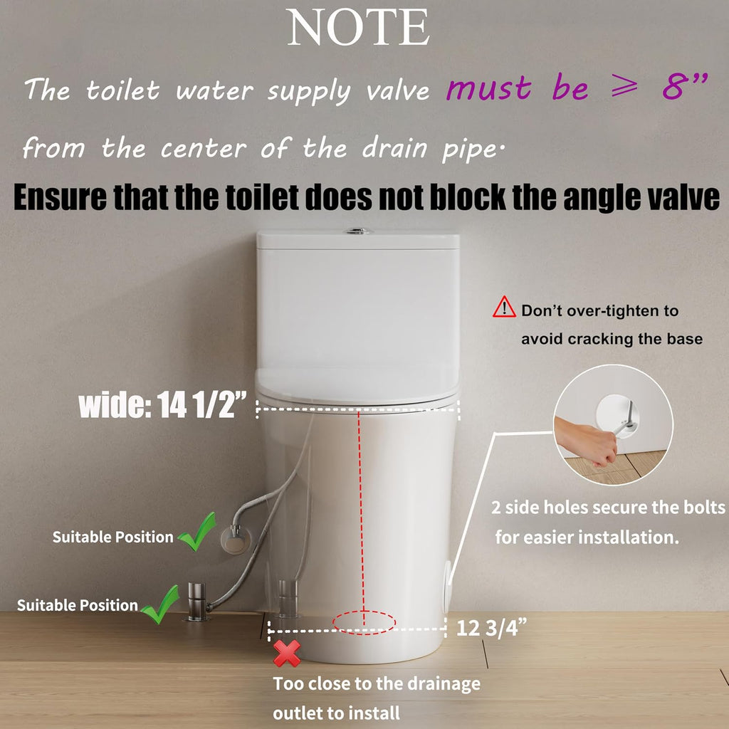 One Piece Sleek Modern Toilet, ADA Chair Seat Height 17', Dual Flush 0.9/1.28 GPF, MAP 1000g, 12' Rough-In, Compact Fully Skirted Toilet for Bathrooms Soft Close Seat
