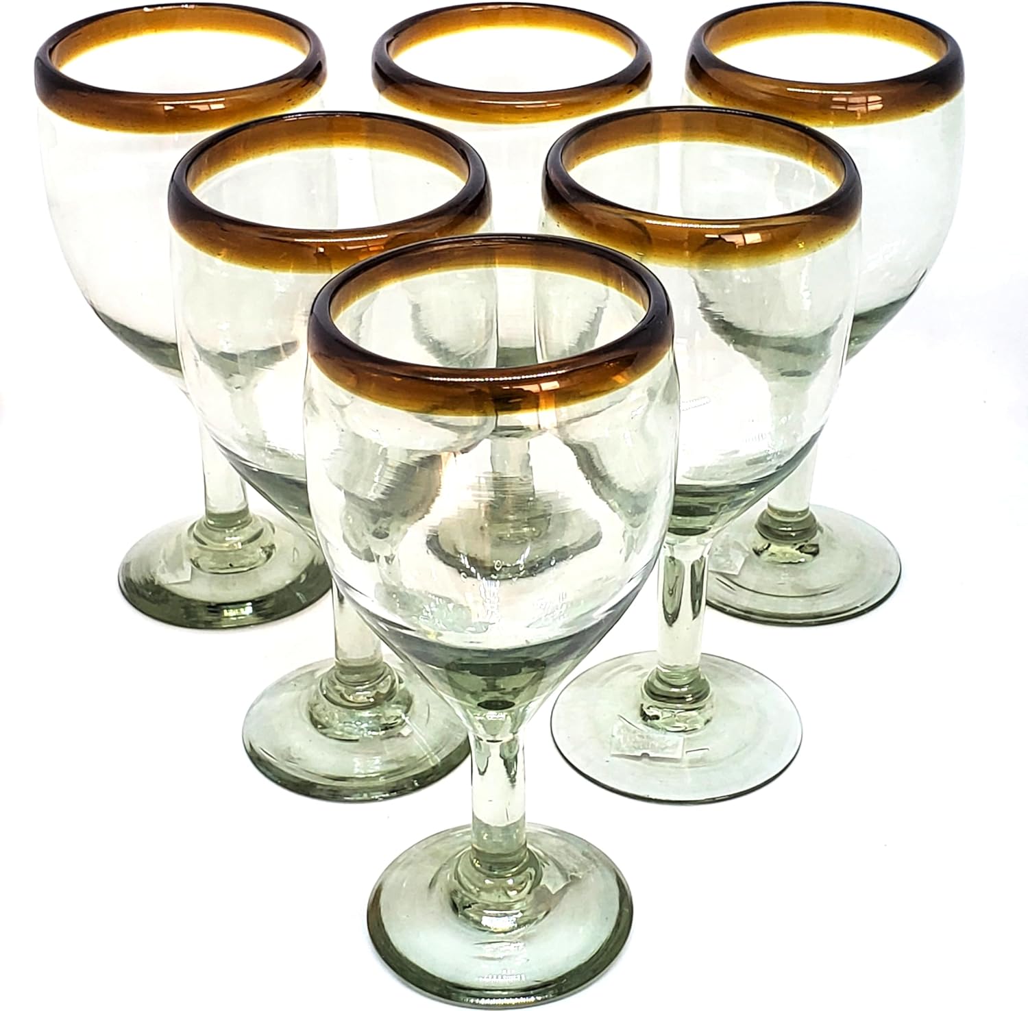 Amber Rim 13 oz Wine Glasses (set of 6), Recycled Glass, Lead-free, Toxin-Free (13oz Wine)