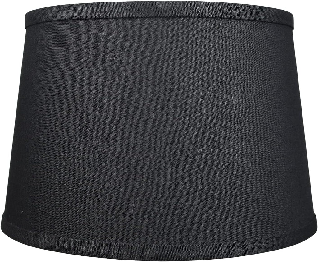 FenchelShades.com Set of 2 Lampshades 10' Top Diameter x 12' Bottom Diameter x 8' Slant Height with Washer (Spider) Attachment. Attaches to Lamps with an existing Harp (not included) (Designer Black)