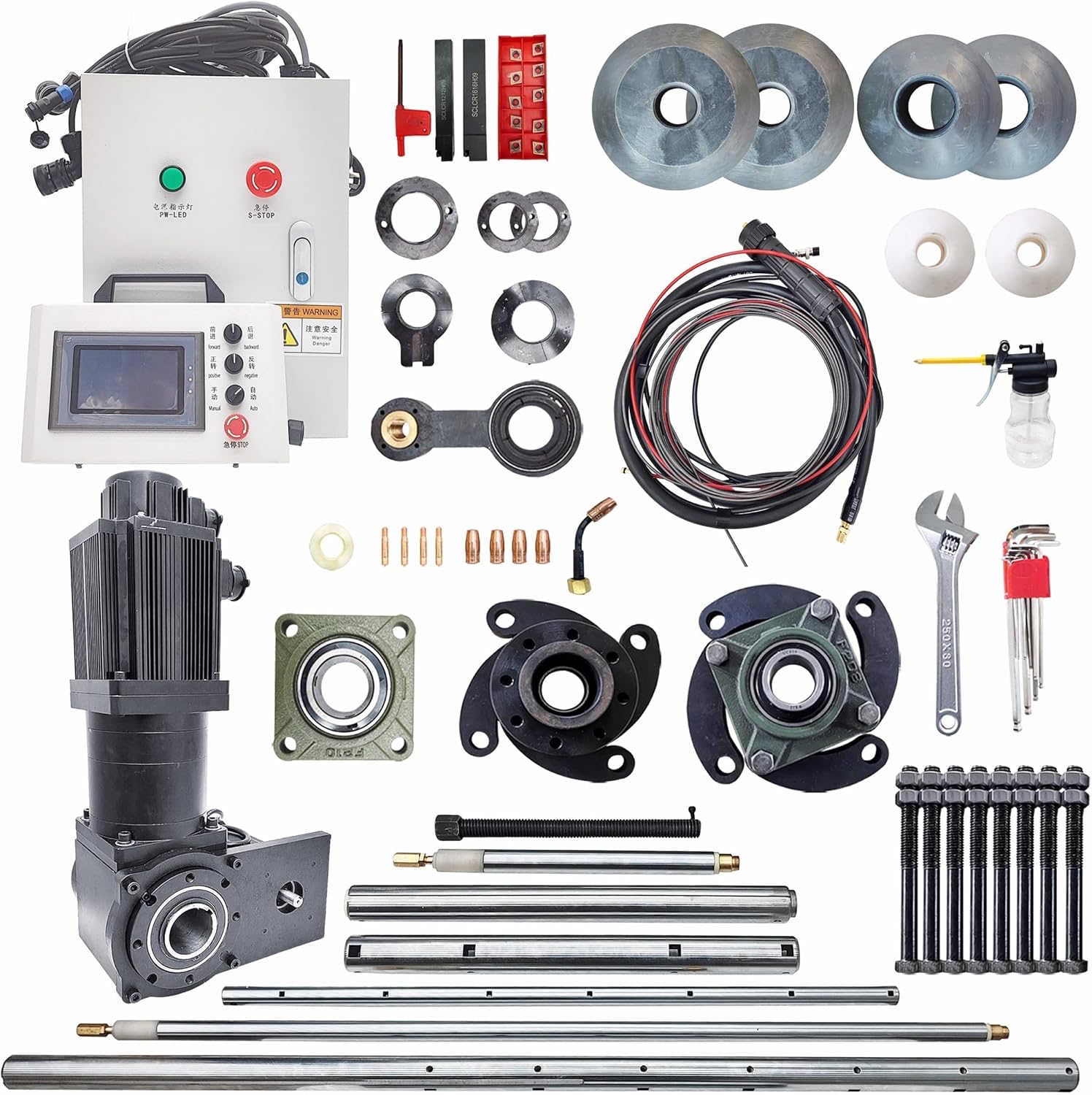 Portable 2in1 Line Boring and Overlay Welding Machine Bore Welder Hole Drilling Equipment with Connecting Rod and Digital Display Boring Bar for Excavators Cranes Loaders Without Welder