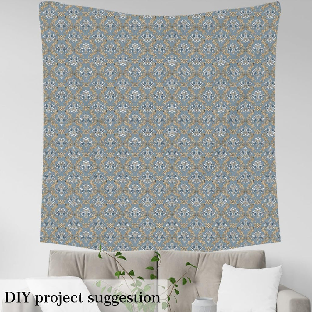 Feelyou Adults Gothic Vintage Floral Damask Fabric Set,Antique Victorian Baroque Fabric by The Yard Kids 10 Yard Bedroom Room Decor Floral Damask Upholstery Fabric for Chairs Soft Flannel