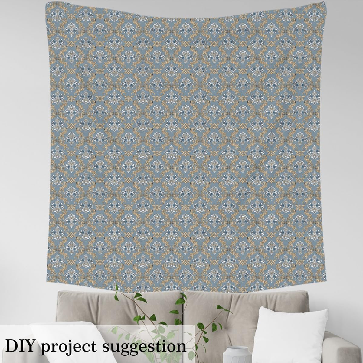 Feelyou Adults Gothic Vintage Floral Damask Fabric Set,Antique Victorian Baroque Fabric by The Yard Kids 10 Yard Bedroom Room Decor Floral Damask Upholstery Fabric for Chairs Soft Flannel