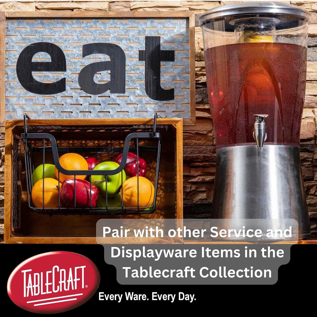 TableCraft N175 Cold Beverage Dispenser, 3.5 Gal, Stainless Steel & Tritan, 11¼' Dia x 23½', Includes Removable Infuser Tube, Clear Glass Design, BPA-Free, NSF Certified, Ideal for Events