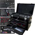 RYH 20' Portable 3-Drawer Steel Toolbox with Lock - Heavy Duty Tool Box Set for Mechanics, Electricians & Home Improvement | Includes Socket Wrench, Pliers, | Gift for Men, Handymen(Black)