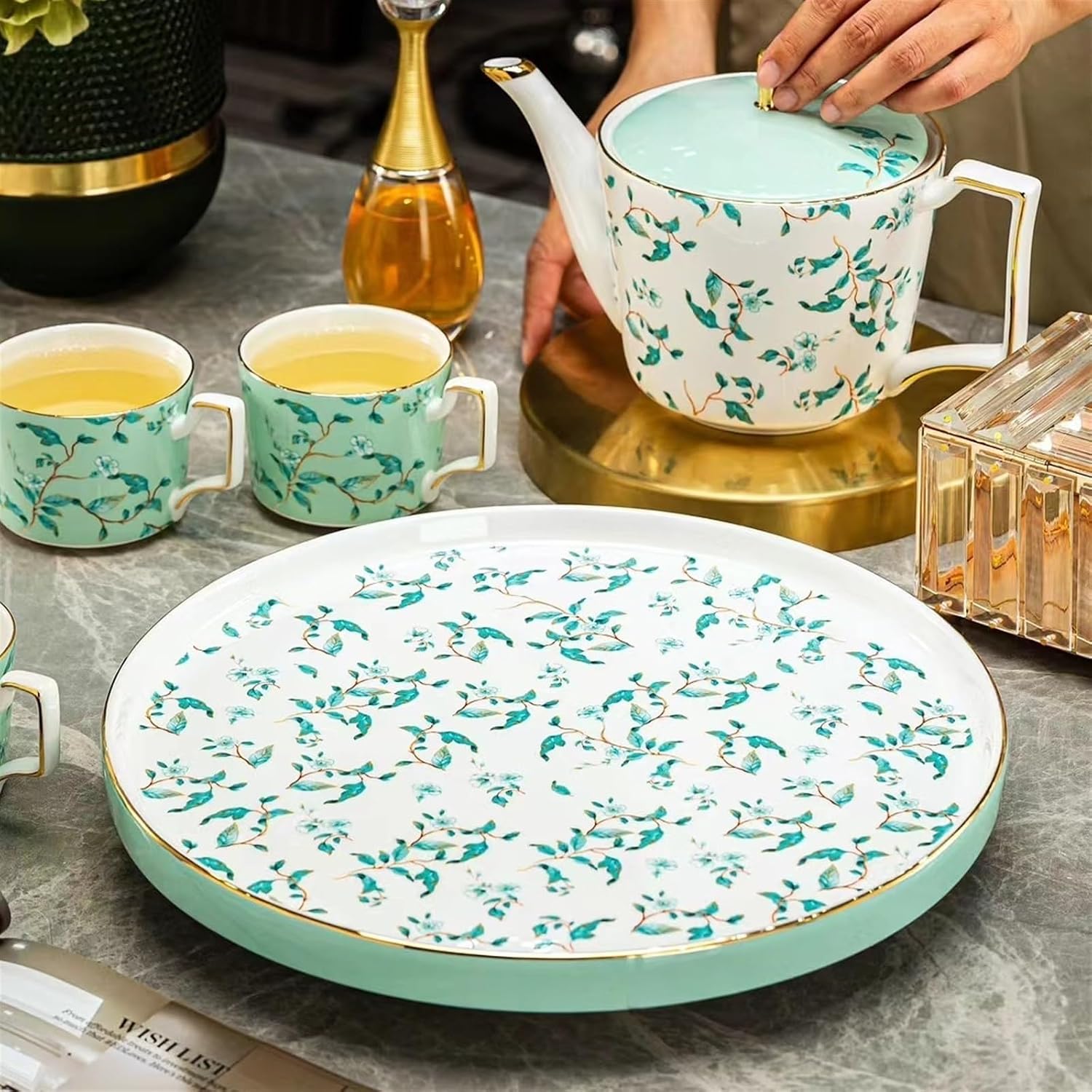 Beverage Serveware 8-piece living room hospitality cup set, tea set, kettle, stylish teapot, ceramic coffee set with cup Water Carafe