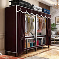 95.3in Foldable Portable Wardrobe Closet with Cover, Heavy Duty Clothing Rack for Hanging Clothes has 59in Vertical Storage Space, Coffee Metal Garment Rack (Coffee)