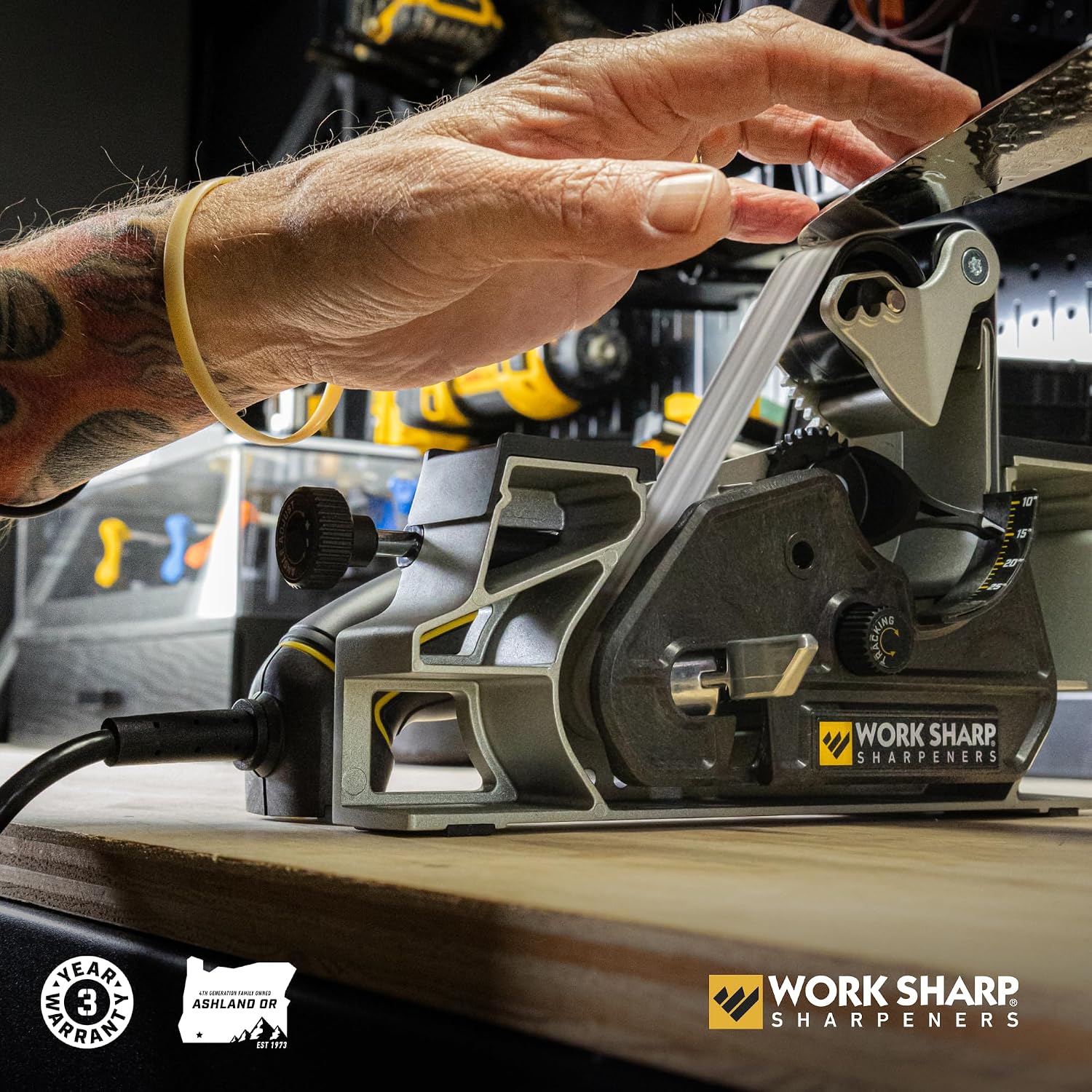 Work Sharp Ken Onion Edition Knife & Tool Sharpener Elite Mk2 - Complete Knife Sharpening System with Blade Grinding Attachment and extra belts