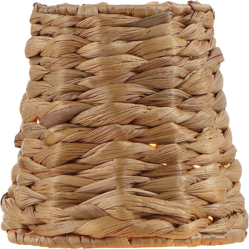 Aspen Creative 51008-5, Empire Clip-On Chandelier Lamp Shade, Natural Water Hyacinth, 3' Top x 4' Bottom x 4' Slant Height, Set of 5