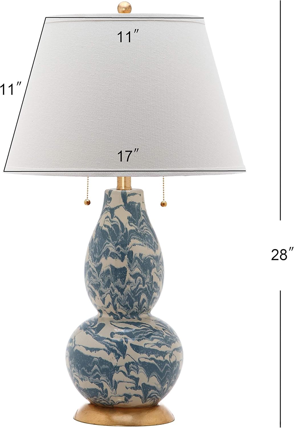 Safavieh Lighting Collection Color Swirls Glass Blue and White Table Lamp, Set of 2