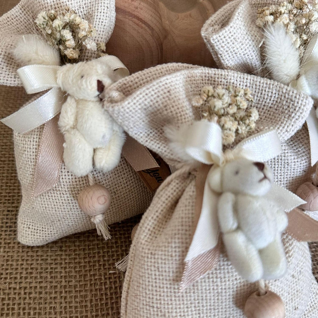 Lavender Scented Cute Teddy Bear Shaped Bag Favors in Bulk • Pouches, Sachets for Drawers • Dried Flower Mini Bouquet Freshners • Baby, Bridal Shower (30 Pieces)