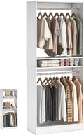 Unikito Freestanding Closet System, 25' Closet Organizer Wardrobe with Hanging Rods & Shelve, Adjustable Clothes Garment Rack, Sturdy Walk in Closet Tower, Easy Assembly, 25' W x 16' D x 80' H, White