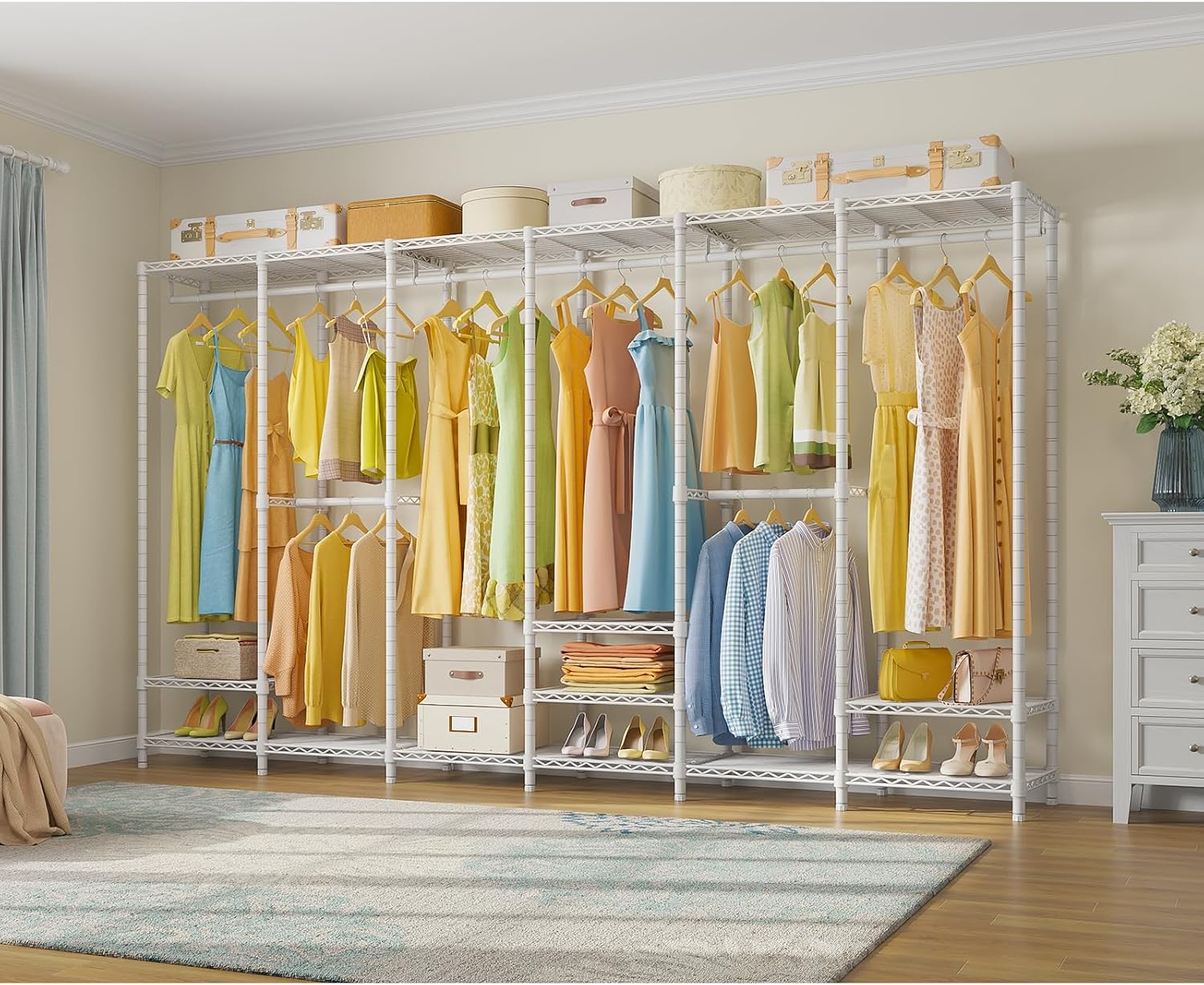 VIPEK V60 Extra Large Clothing Rack Portable Closet Freestanding Wardrobe Heavy Duty, Metal, for Hanging Clothes, Bedroom Storage Organizer, Max Load 1620lbs, White