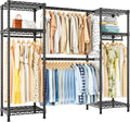 Ulif E7 Garment Rack, Heavy Duty Clothes Storage System with Extendable Hangers Rods, Metal Clothe Rack with 6 Wire Shelves, (52.3'-72') W x 14.5' D x 71.2' H, Load 838 LBS