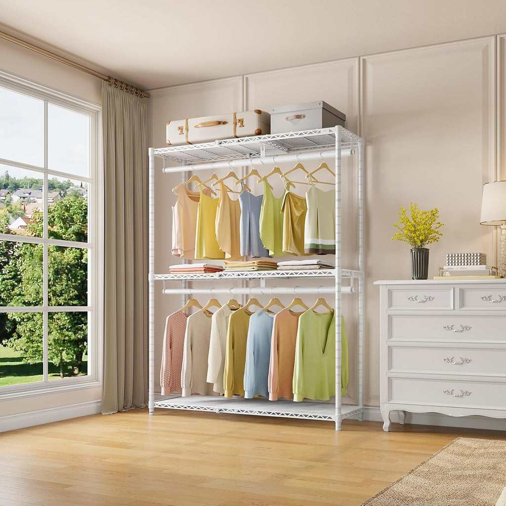 VIPEK X1 Plus Expandable Reach-in Closet Adjustable from 2'8' to 4'6' with Adjustable Shelves and Hanger Rods Clothes Rack Heavy Duty, Metal Clothing Racks Portable Walk-in Closet, White
