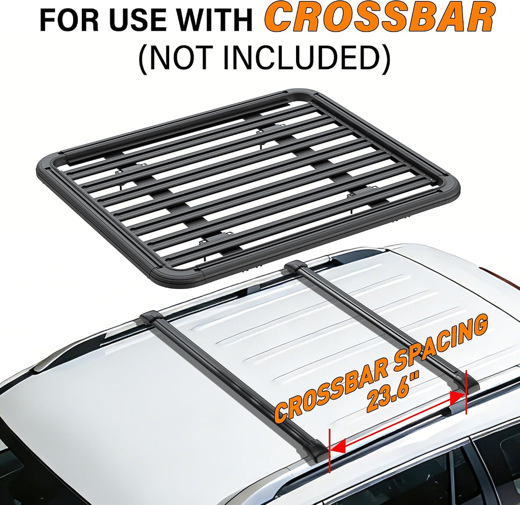 WILDROAD Aluminum Roof Platform, 55' x 47' Universal Flat Roof Rack Heavy Duty Roof Rack Platform with 10 Sets Eye Bolt Nut and T-Screws Anchoring Kit Fits for SUV, Truck