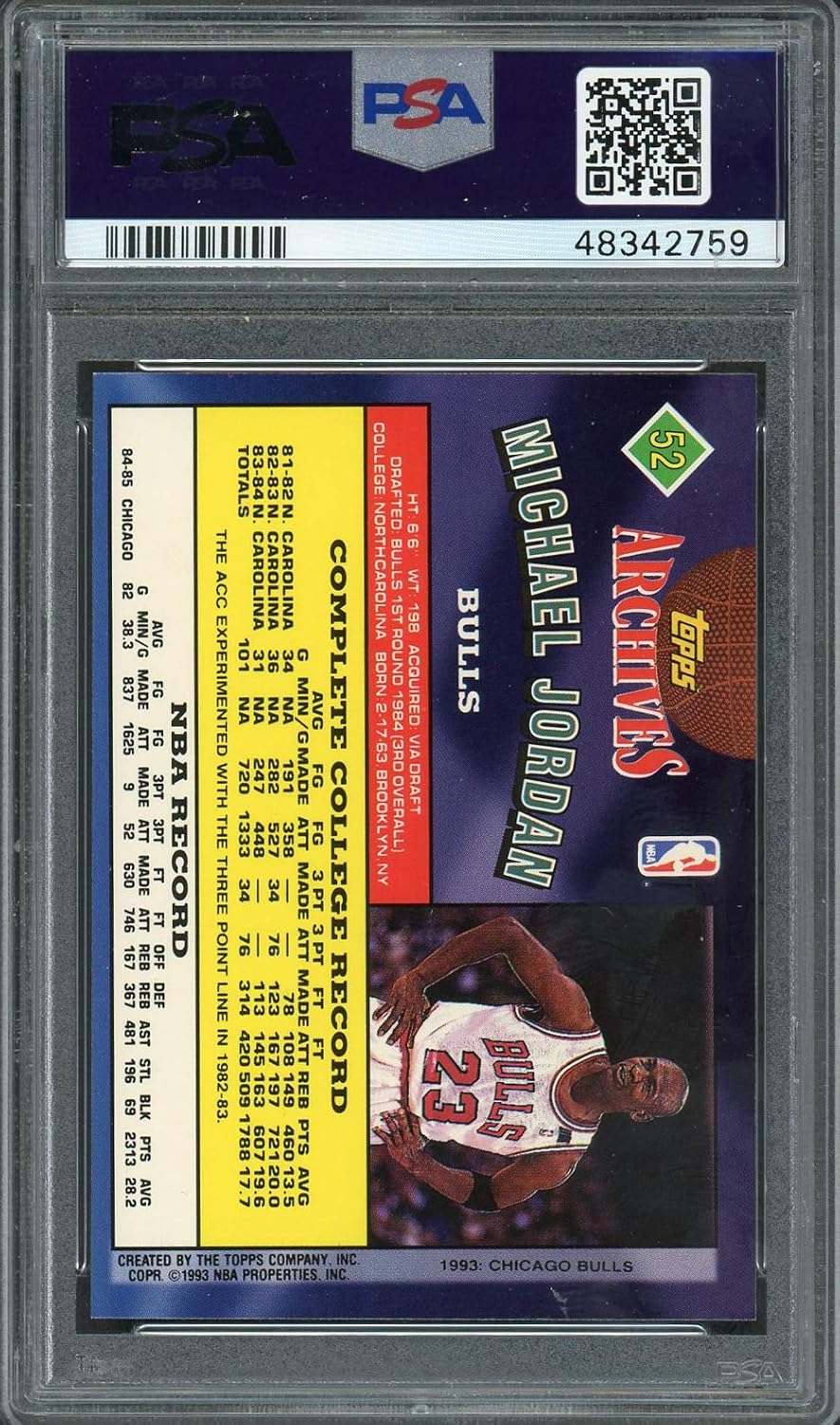 Michael Jordan 1992 Topps Archives #52 Basketball Card PSA 8 Graded (Cert #48342759) | Michael Jordan Card