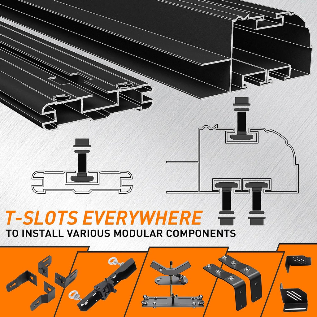WILDROAD Aluminum Roof Platform, 63' x 47' Universal Flat Roof Rack Heavy Duty Roof Rack Platform with 10 Sets Eye Bolt Nut and T-Screws Anchoring Kit Fits for SUV, Truck
