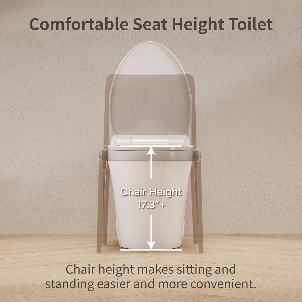 KE KING Compact One Piece Toilet,ADA Height 17.3+',Modern Toilet with Comfort Chair Seat, Dual Flush 0.8/1.28 GPF Elongated Toilet for Bathroom, MAP 1000g,12' Rough-In,white