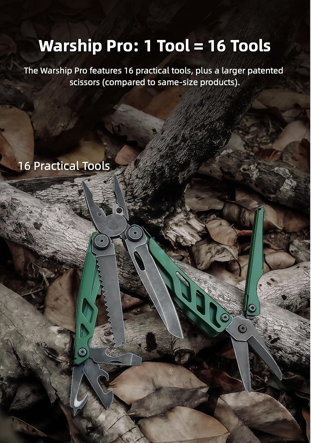 Multitool, 16-in-1 Full-Size, Lightweight EDC, Multi-Purpose Pliers, Pocket Knife, Scissors, Tactical Gear, Tools, Gifts for Guys, Equipment for Emergencies, Hiking, and Outdoor Camping (Blue)