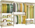 Ulif E1 Heavy Duty Closet Garment Rack, 6 Tiers Adjustable Metal Freestanding Expandable Clothing Storage with 4 Hanger Rods, Easy to Assemble Wardrobe, 71.4' H x (70' - 88.2') L x 14' D, Gold