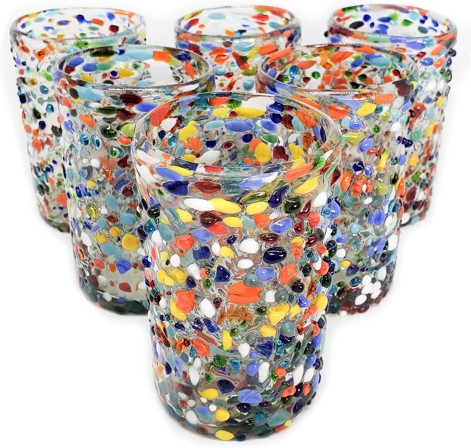 Confetti Rocks 120 oz Pitcher and 6 Drinking Glasses set, Recycled Glass, Lead-free, Toxin-Free (Pitcher & Glasses)