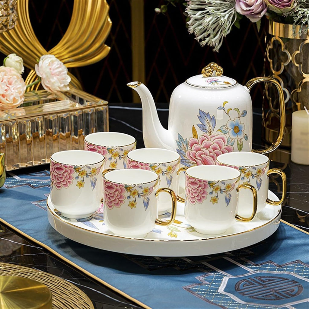 Beverage Serveware 8-piece ceramic water set, practical Chinese teapot, cup and tea tray combination, complete set of hospitality equipment Water Carafe