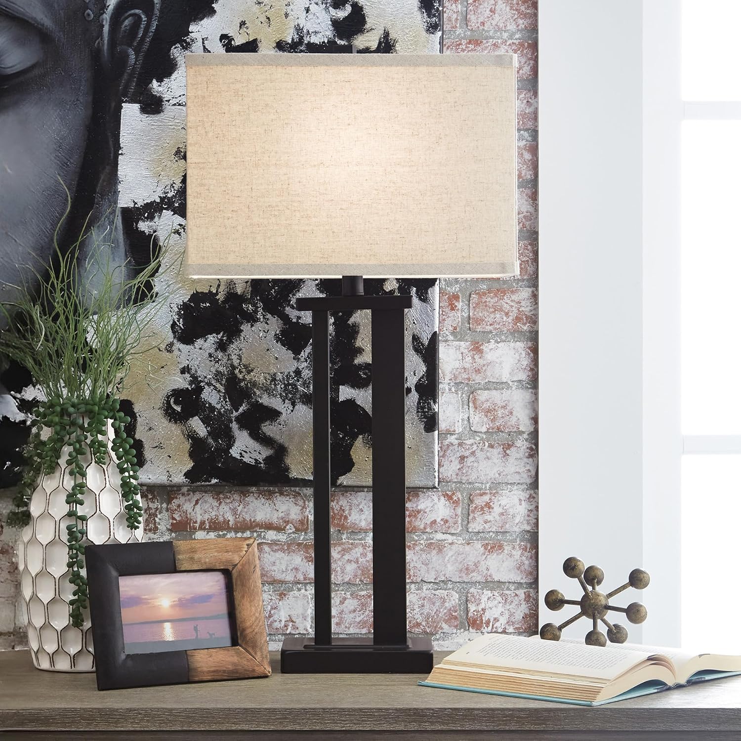 Signature Design by Ashley Aniela Contemporary 29' Table Lamp with Open Silhouette, 2 Count, Bronze