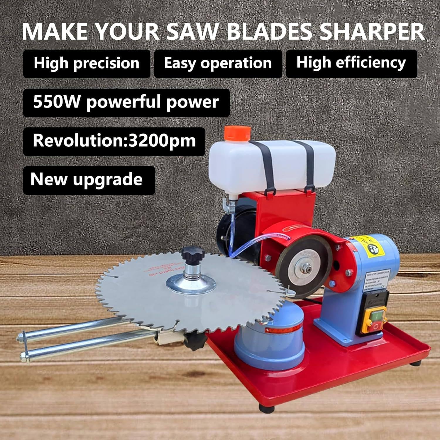 Generic Circular Saw Blade Sharpener, 550W Grinding Machine with 5 Saw Centerings, 2850RPM for Carbide Tipped Saw Blades - Includes Grinding Wheel, 220V