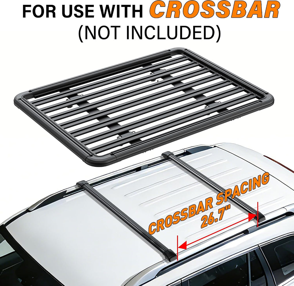 WILDROAD Aluminum Roof Platform, 63' x 47' Universal Flat Roof Rack Heavy Duty Roof Rack Platform with 10 Sets Eye Bolt Nut and T-Screws Anchoring Kit Fits for SUV, Truck