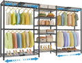 VIPEK X3 Plus Large Expandable Closet Rack Adjustable from 5'10' to 8'8' with Extendable Shelves and Hanger Rods, Freestanding Clothing Racks Modular Closet Systems Wardrobe, Max Load 1360LBS, Black