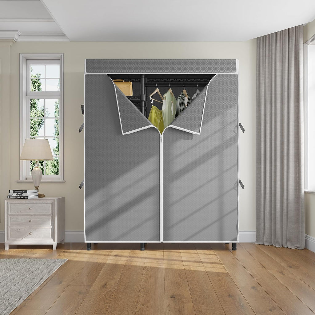 VIPEK V2C Heavy Duty Clothes Rack with Upgraded Polyester Cover, Metal Portable Closet with Adjustable Shelves & Hanging Rods, Freestanding Wardrobe Closet for Bedroom, Max Load 700LBS