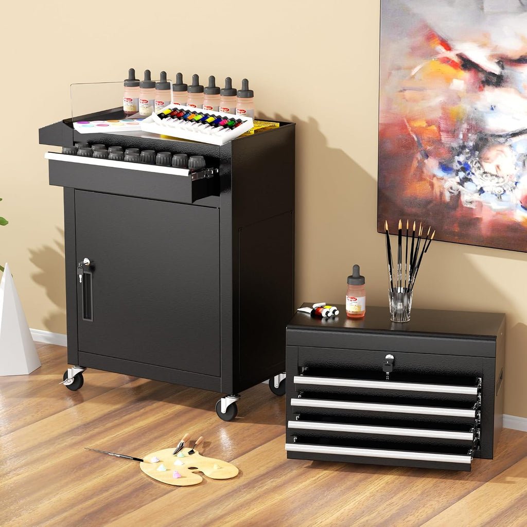 INTERGREAT Rolling Tool Chest, 5-Drawer Tool Box Organizer w/Lockable Wheels & Sliding Drawers & Detachable Top, Tool Storage Cabinet for Garage Workshop, Black