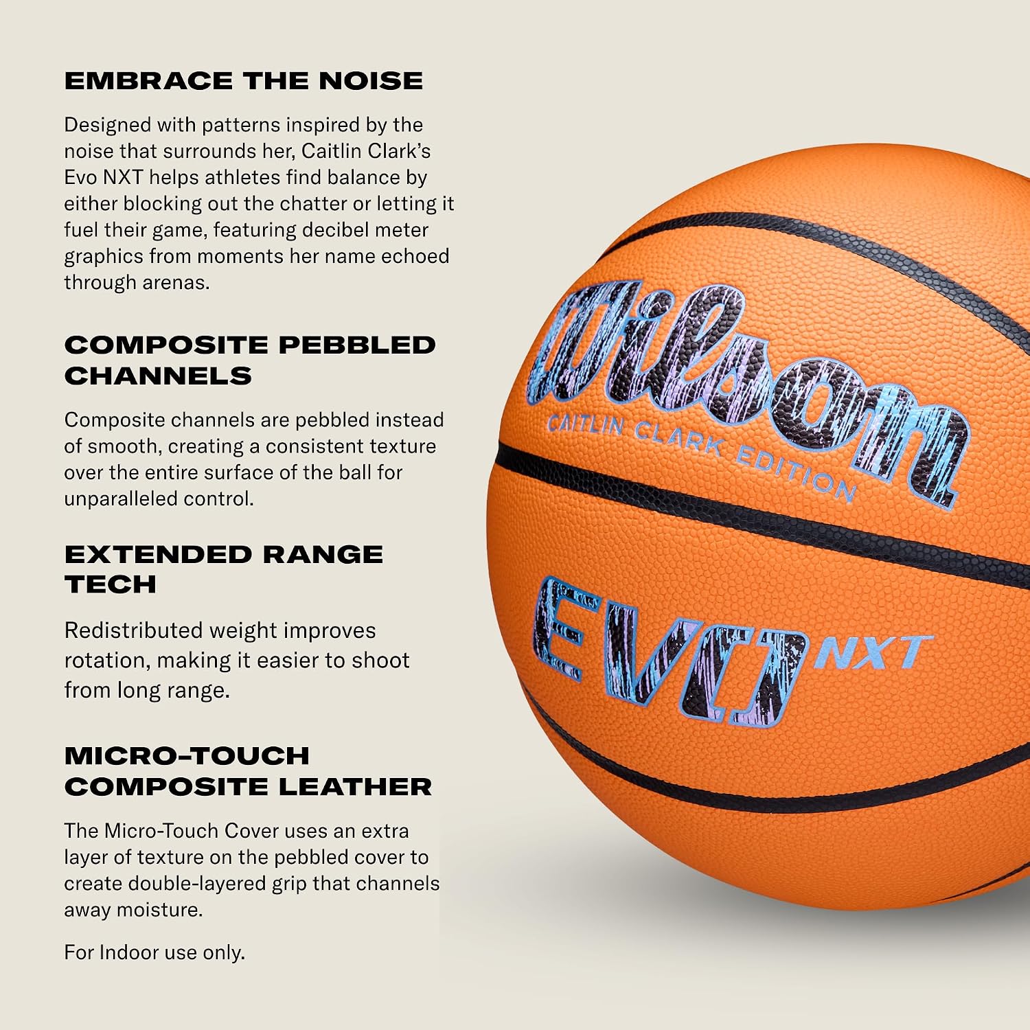 WILSON NCAA Evo NXT Official Indoor Game Basketballs - Sizes 6 and 7