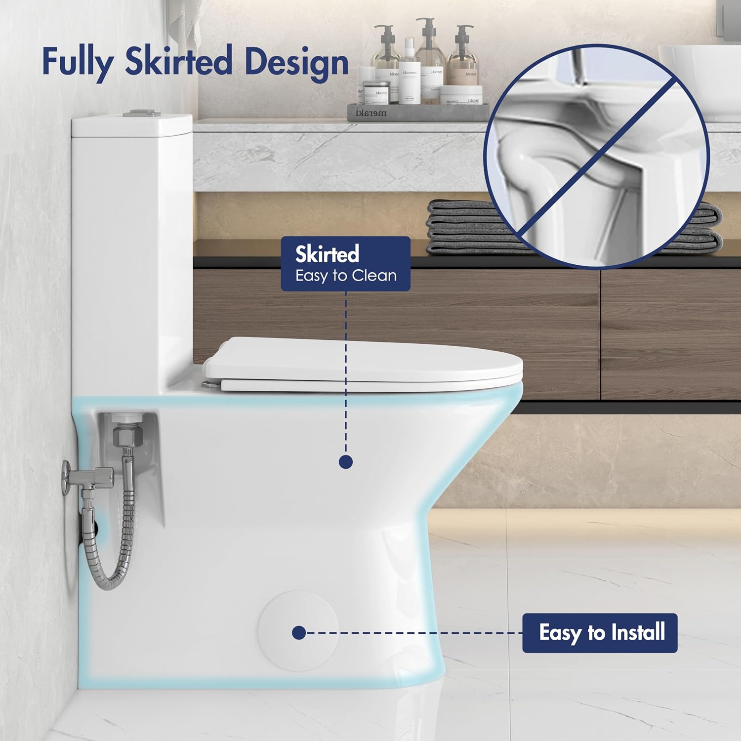 Eridanus Compact One Piece Toilet with Comfort Chair Seat ADA Height 17', Powerful Dual Flush Modern Toilet, 1.1/1.6 GPF, 12' Rough-In, Rimless Bowl with Soft Closing Seat, White