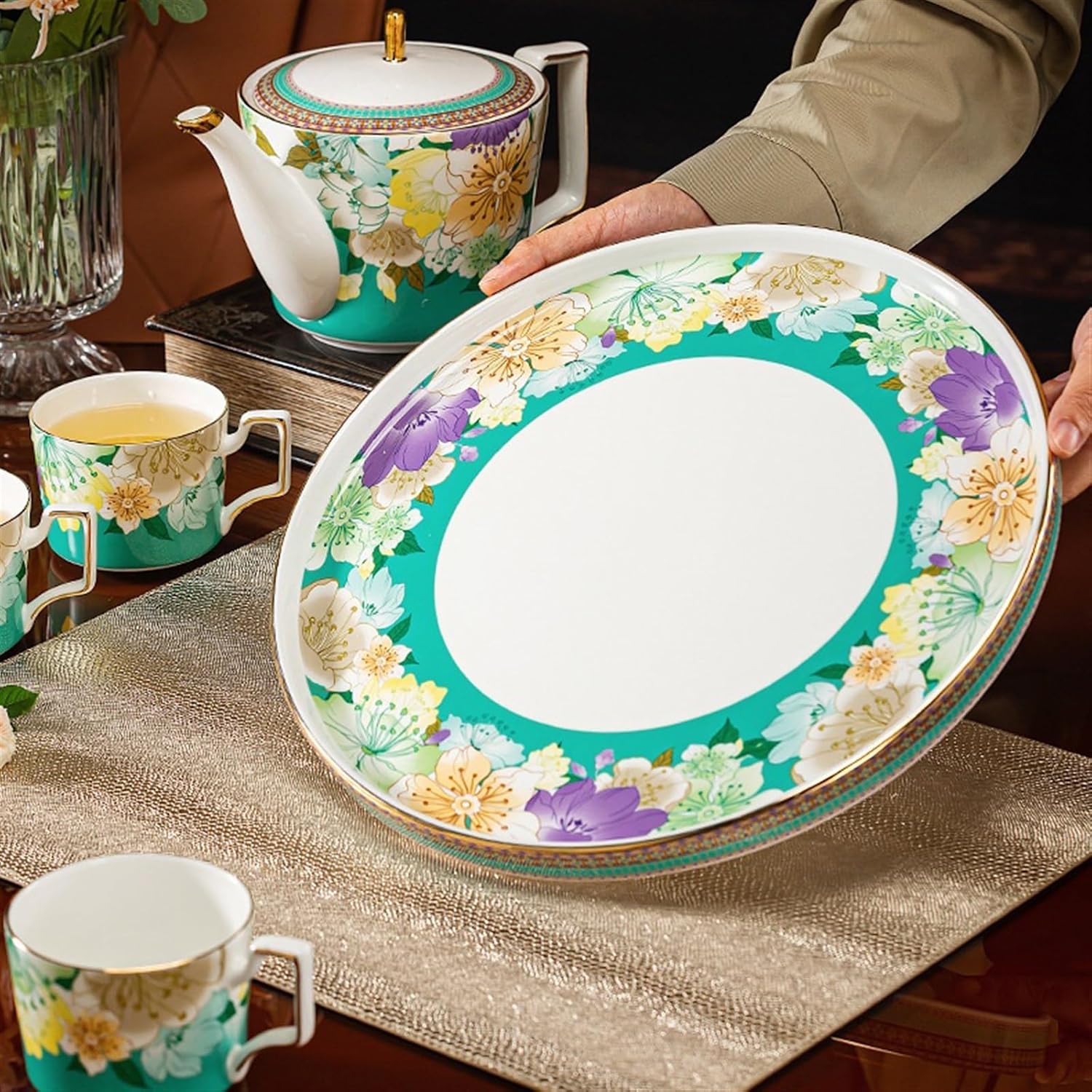 Beverage Serveware 8-piece ceramic souvenir set, ceramic water set, tea set with tray, home Chinese teapot Water Carafe