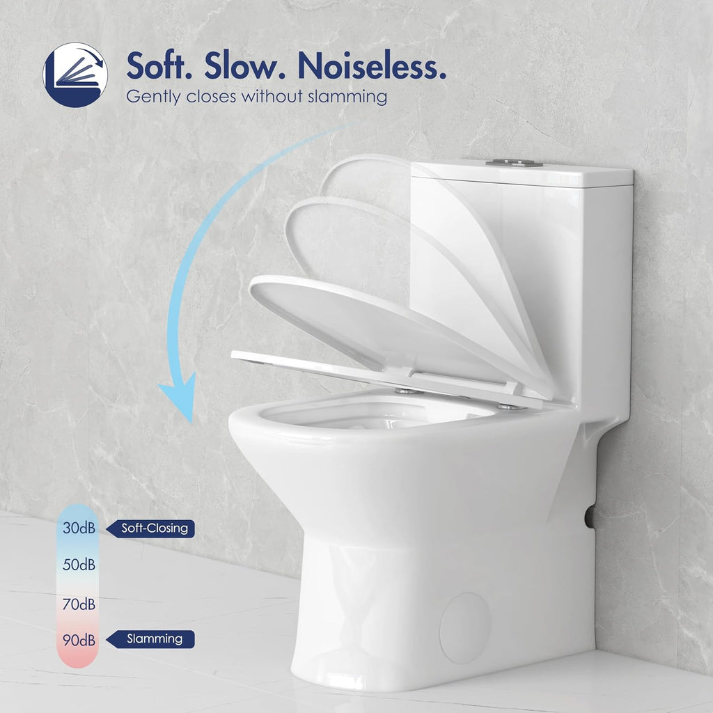 Eridanus Compact One Piece Toilet with Comfort Chair Seat ADA Height 17', Powerful Dual Flush Modern Toilet, 1.1/1.6 GPF, 12' Rough-In, Rimless Bowl with Soft Closing Seat, White