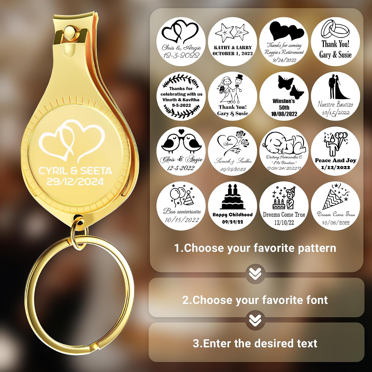 100pcs Personalized 4 in 1 Multi Function Bottle Opener, Gold Nail Clipper, Wedding Favors Brewery, Private Customized, Multitool Gifts for Men