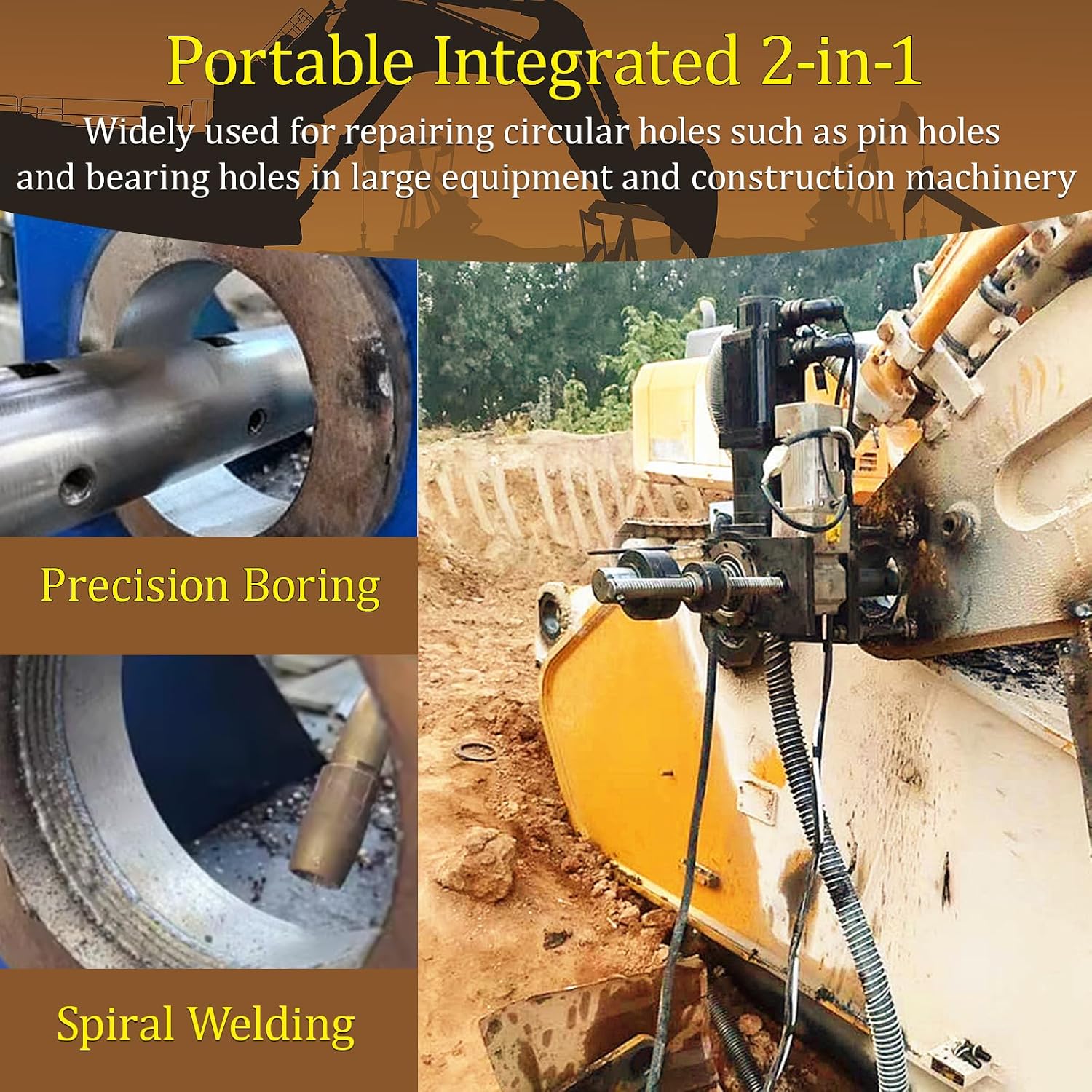TECHTONGDA Portable Line Boring and Welding Machine, 2 in1 Overlay Welding Machine Bore Welder, Excavator Repair Inner Bore Welder, Hole Drilling Connecting Rod Boring Machine with European Connector