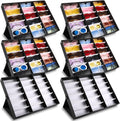 Soaoo 6 Pcs 18 Slot Sunglasses Organizer Storage Holder Eyeglasses Display Case Tray with Stand Fabric Lined Jewelry Storage Box