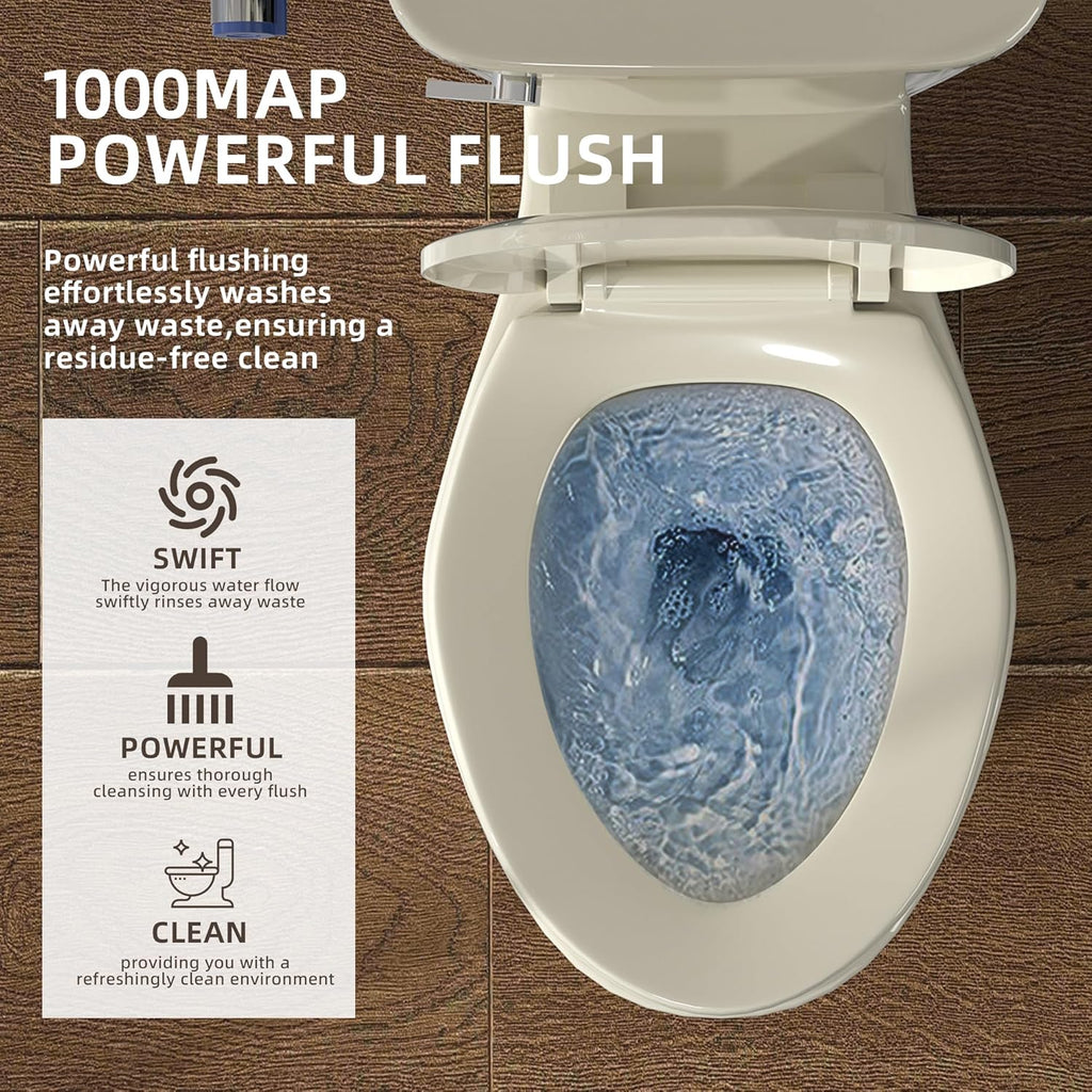 SUPERFLO Tall Toilet 21 Inch Bone White, Extra Tall Toilets for Elderly with 1.28GPF Siphon Flush & Rough in 12 Inch, High Toilets for Bathrooms Tall Height for Seniors & Tall Person