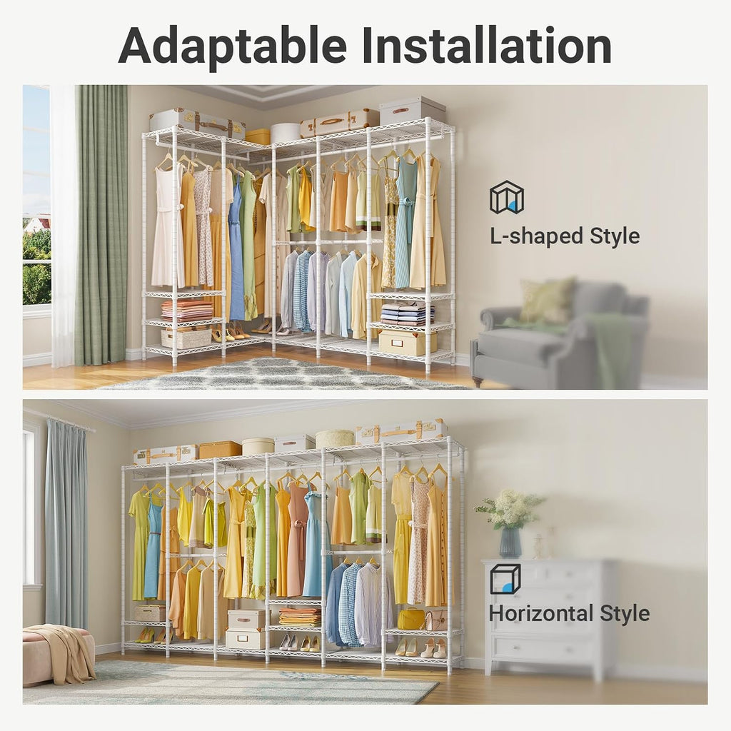 VIPEK V60 Extra Large Clothing Rack Portable Closet Freestanding Wardrobe Heavy Duty, Metal, for Hanging Clothes, Bedroom Storage Organizer, Max Load 1620lbs, White