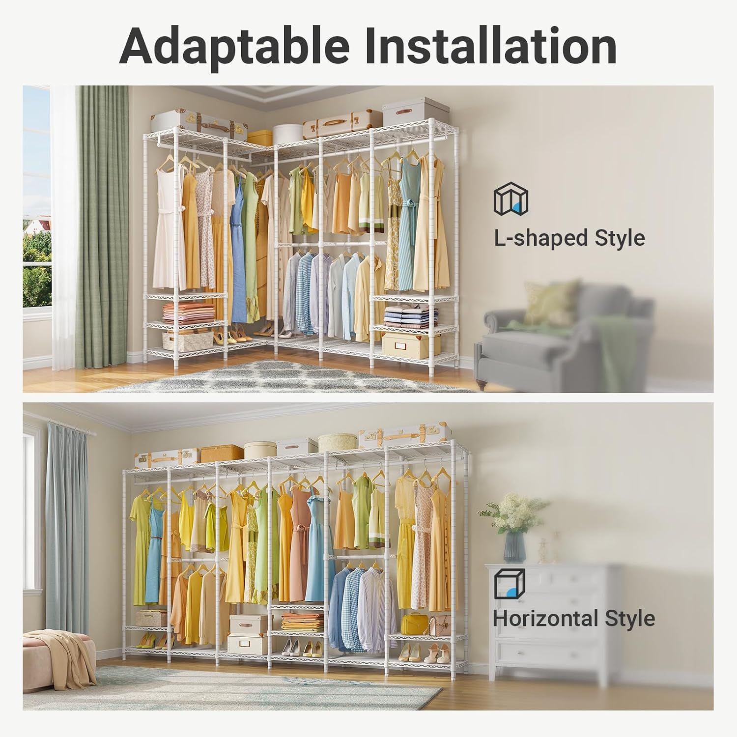 VIPEK V60 Extra Large Clothing Rack Portable Closet Freestanding Wardrobe Heavy Duty, Metal, for Hanging Clothes, Bedroom Storage Organizer, Max Load 1620lbs, White